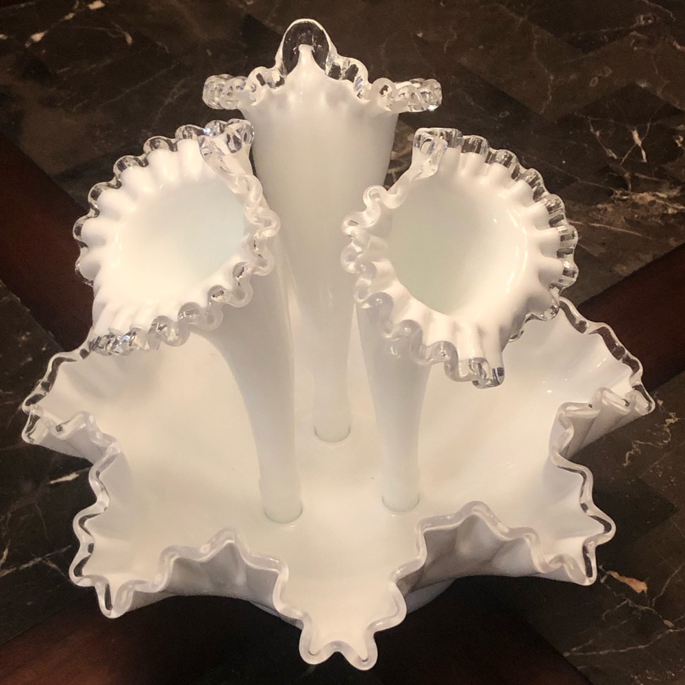 Fenton 4 Piece Silver Crest Floral Bowl